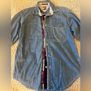 Jean button up jacket for men
